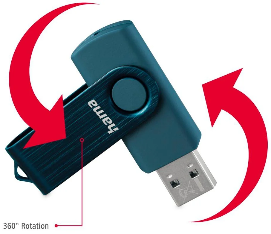 hama Clé USB 3.0 'Rotate', 64 GB, bleu pétrole - OEM 00182464 2 hama Clé USB 3.0 'Rotate', 64 GB, bleu pétrole - OEM 00182464 – Image 2