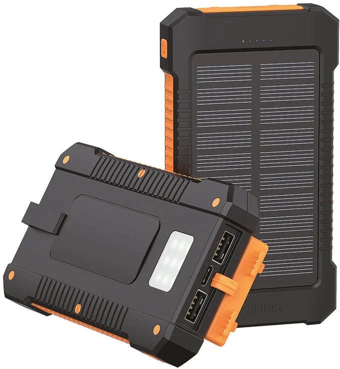 LogiLink Powerbank solaire, 6.000 mAh, noir/orange - OEM PA0321