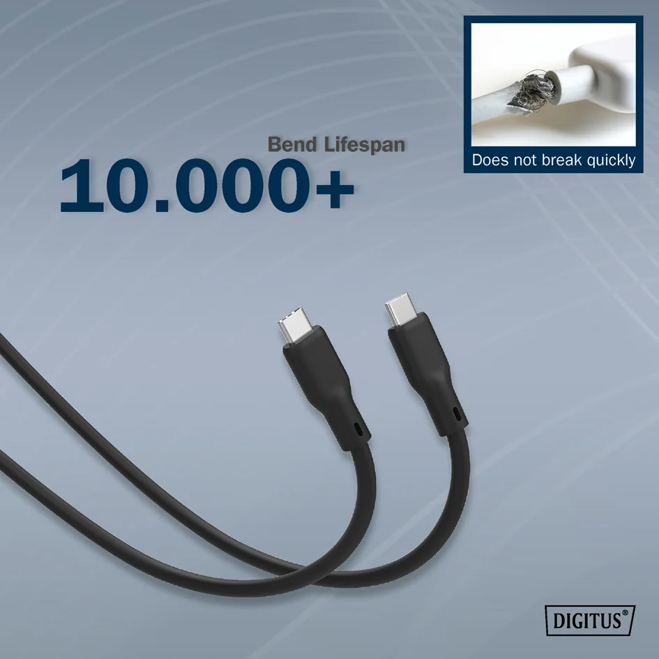 DIGITUS Câble USB 2.0 en silicone, USB-C, 2,0 m, noir - OEM AK-300341-020-S 5 DIGITUS Câble USB 2.0 en silicone, USB-C, 2,0 m, noir - OEM AK-300341-020-S – Image 5