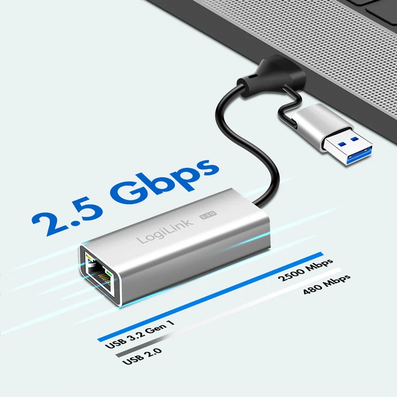 LogiLink Adaptateur réseau Ethernet USB vers RJ45, gris - OEM UA0422