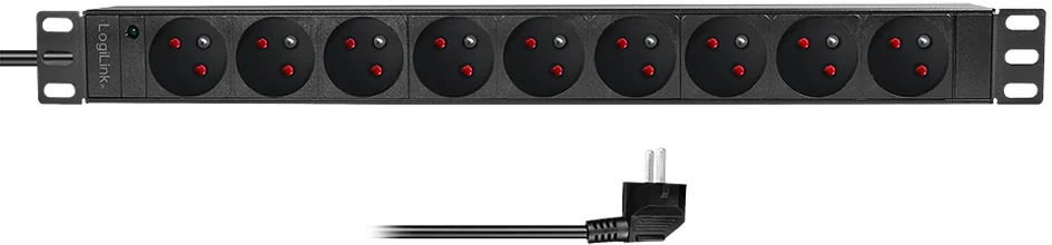 LogiLink Multiprise 19', 9 prises, sans interrupteur, noir - OEM PDU9F03
