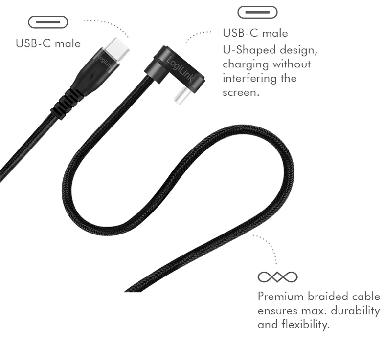 LogiLink Câble USB 2.0, USB-C mâle - USB-C mâle, 3,0 m, noir - OEM CU0194 2 LogiLink Câble USB 2.0, USB-C mâle - USB-C mâle, 3,0 m, noir - OEM CU0194 – Image 2
