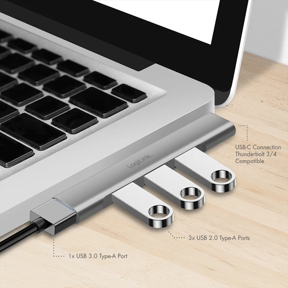 LogiLink Hub USB 3.0 Ultraslim, 4 ports, boîtier aluminium - OEM UA0437 3 LogiLink Hub USB 3.0 Ultraslim, 4 ports, boîtier aluminium - OEM UA0437 – Image 3
