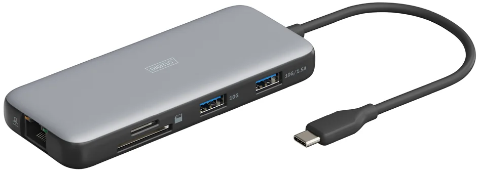 DIGITUS Station d'accueil USB-C, 7 ports, gris/noir - OEM DA-70914