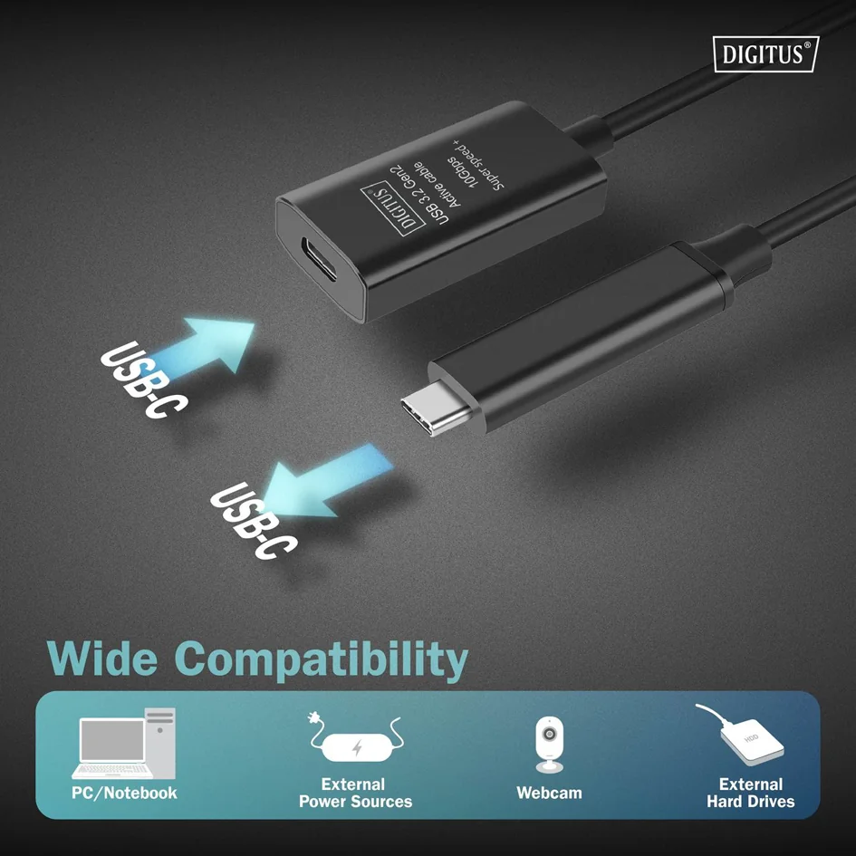 DIGITUS Câble de rallonge actif USB 3.2 Gen1, 5 m - OEM DA-73108 3 DIGITUS Câble de rallonge actif USB 3.2 Gen1, 5 m - OEM DA-73108 – Image 3