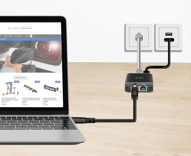 LogiLink Câble Ethernet USB 3.2, USB-C - RJ45, 7,5 m - OEM CU0415 2 LogiLink Câble Ethernet USB 3.2, USB-C - RJ45, 7,5 m - OEM CU0415 - Afbeelding 2