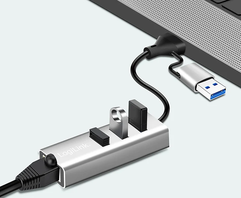 LogiLink Adaptateur USB 3.2 - Gigabit Ethernet, 3 ports USB - OEM UA0440