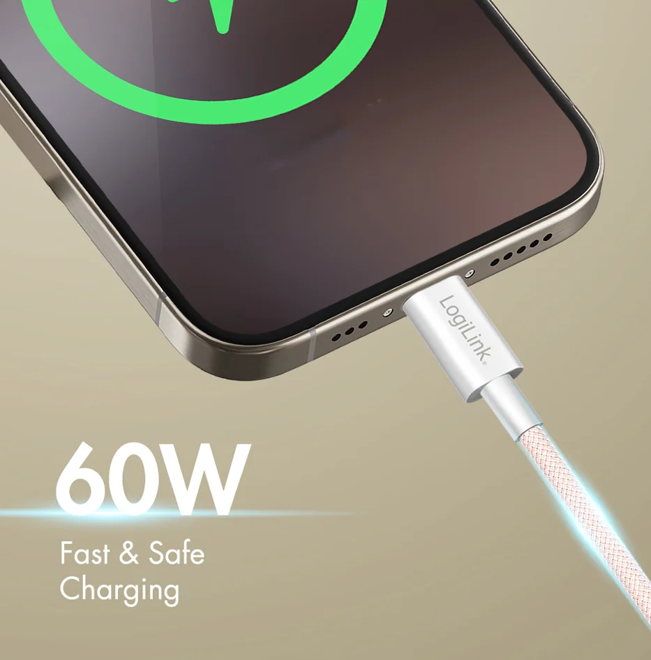 LogiLink Câble USB 2.0, USB-C - USB-C, 0,5 m, rose - OEM CU0343 3 LogiLink Câble USB 2.0, USB-C - USB-C, 0,5 m, rose - OEM CU0343 – Image 3