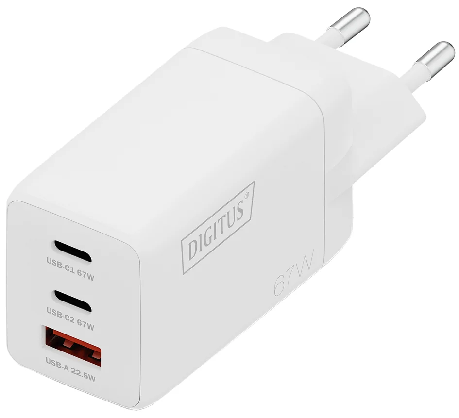 DIGITUS Chargeur secteur USB GaN, 2x USB-C / 1x USB-A, 67 W - OEM DA-10303