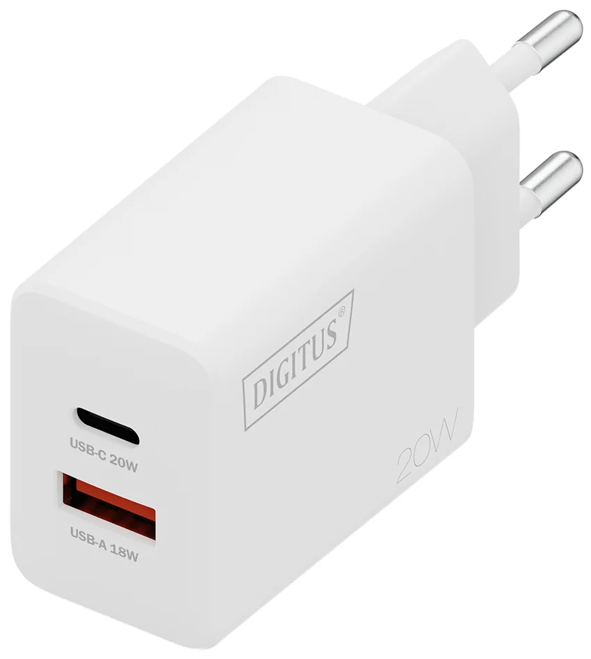 DIGITUS Chargeur secteur USB, 20 W, USB-C/USB-A, blanc - OEM DA-10300