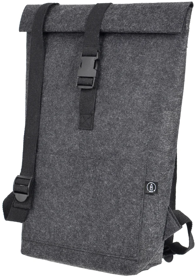 STOP Sac à dos rolltop pour laptop, feutre RPET, gris foncé - OEM 46230