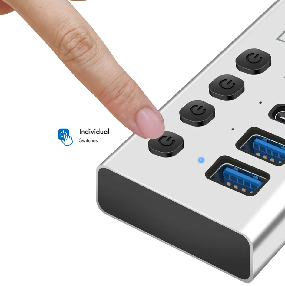 LogiLink Hub USB 3.2, 4 ports, interrupteurs on/off, argent - OEM UA0446 3 LogiLink Hub USB 3.2, 4 ports, interrupteurs on/off, argent - OEM UA0446 – Image 3