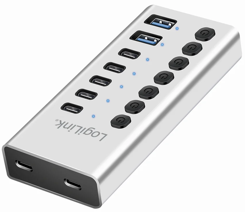 LogiLink Hub USB 3.2, 7 ports, interrupteurs on/off, argent - OEM UA0447 4 LogiLink Hub USB 3.2, 7 ports, interrupteurs on/off, argent - OEM UA0447 – Image 4