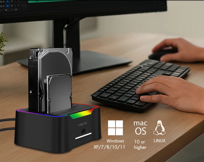 LogiLink Station d'accueil double USB 3.2 pour HDD/SSD - OEM QP0036